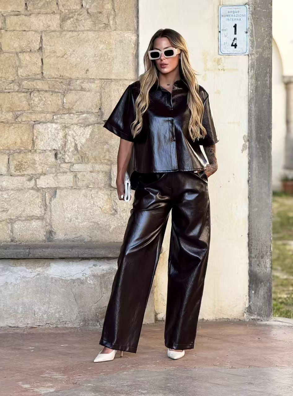 Faux leather pants