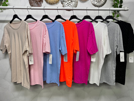 Maxi shirt con strass