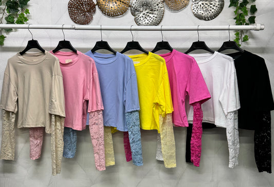 Maglia con maniche in pizzo