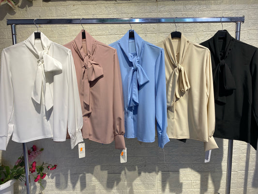 Camicia velata con fiocco